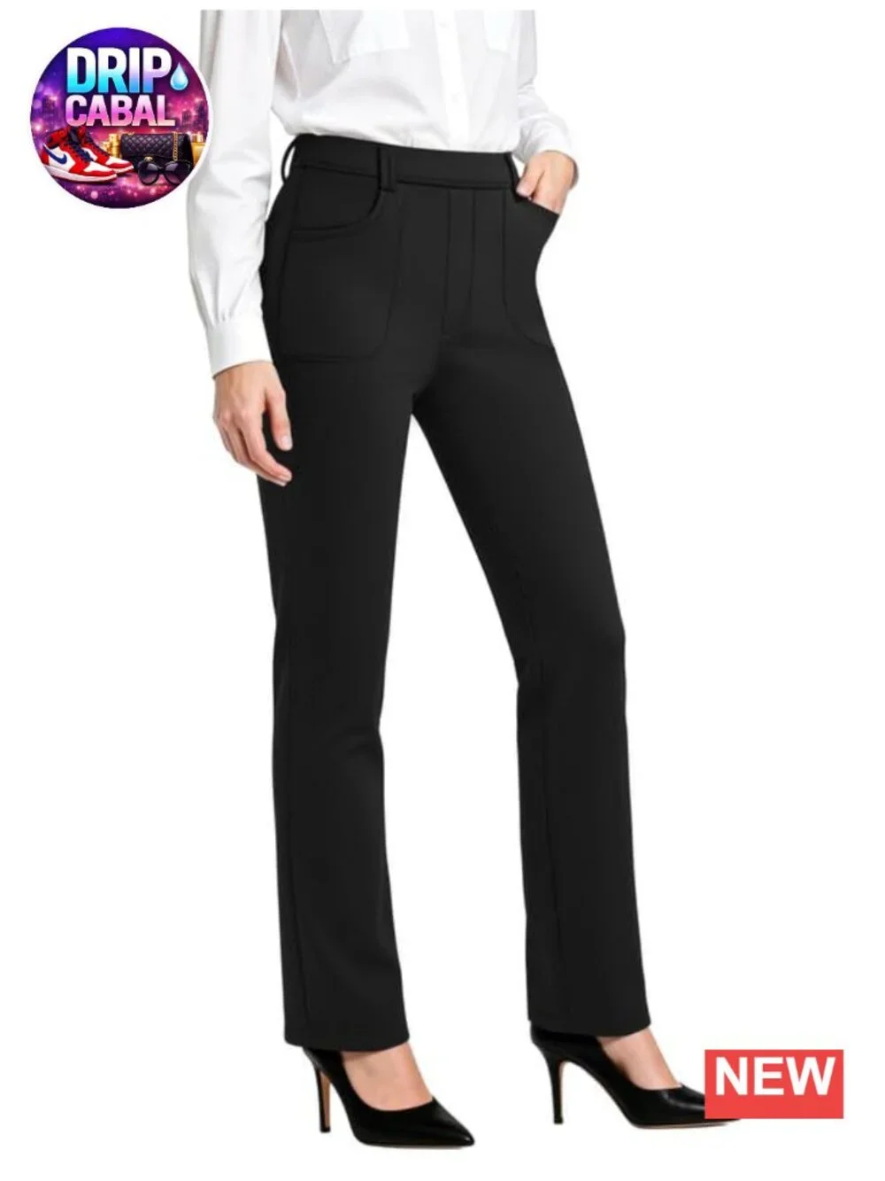 Womens Dress Pants Business Casual Work Slacks Pull On Straight Leg 4 Pockets